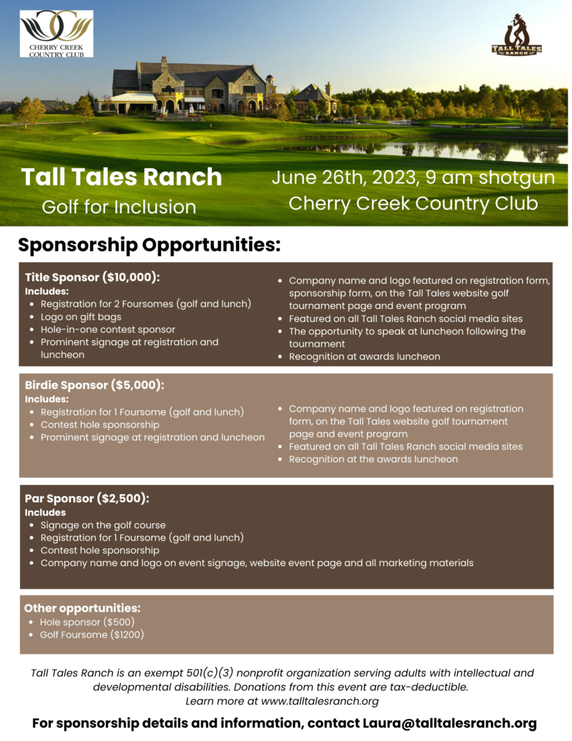 Tall Tales Ranch Golf Tournament Sponsorship Levels-2